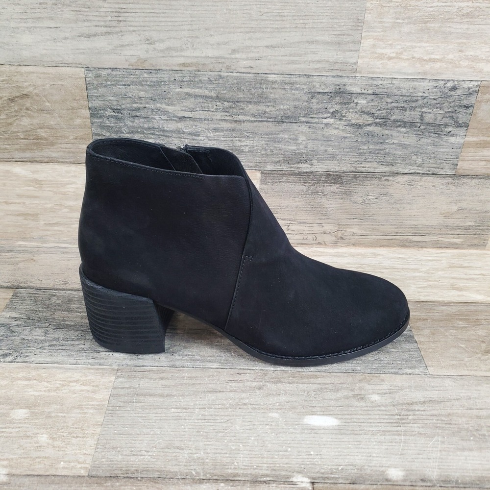 Eileen Fisher MELROSE Ankle Boots Womens Sz 7.5 M Black Leather Side Zipper